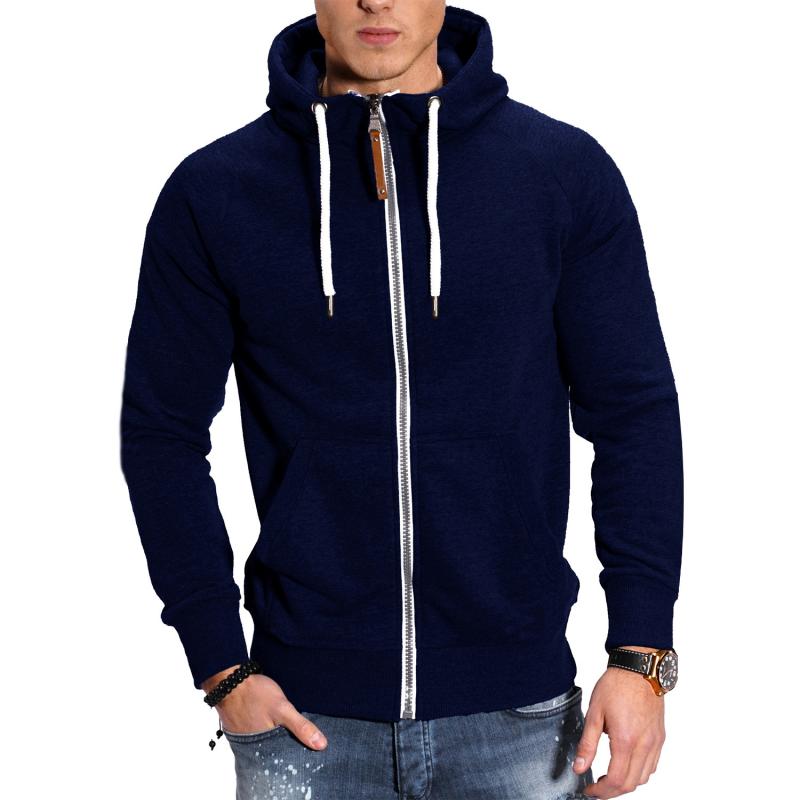 Men's Hooded Jacket with Pockets - Comfort Fit - Blue
