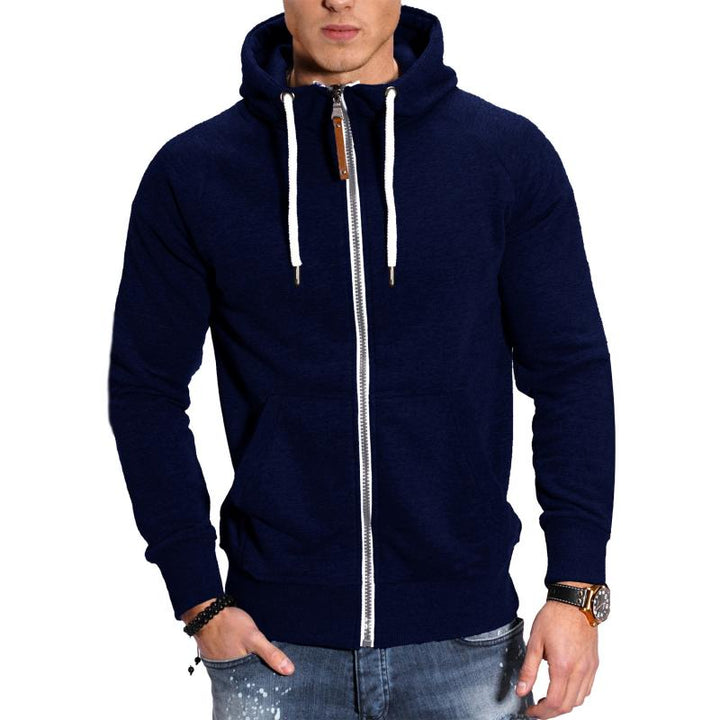 Men's Hooded Jacket with Pockets - Comfort Fit - Blue