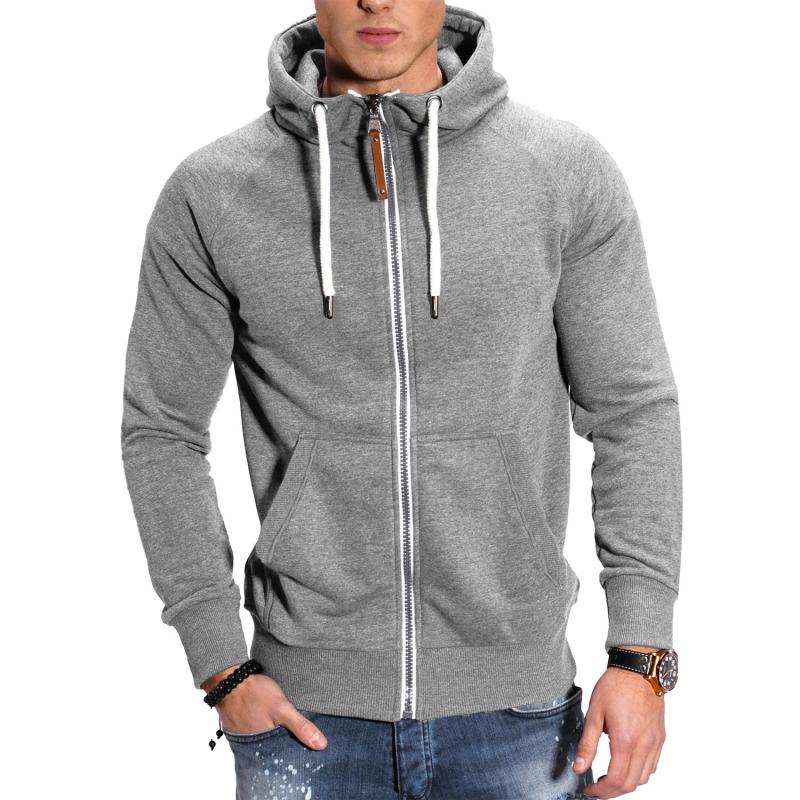 Men's Hooded Jacket with Pockets - Comfort Fit - Grey