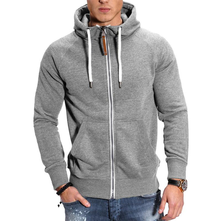 Men's Hooded Jacket with Pockets - Comfort Fit - Grey