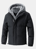 Men's Hooded Puffer Jacket with Teddy Fleece Lining – Winter Coat