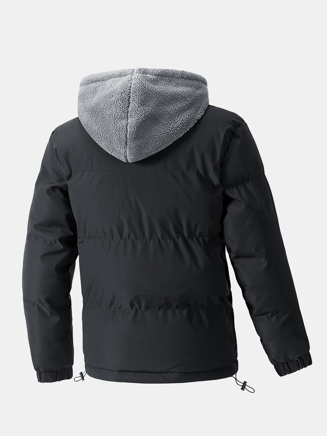 Men's Hooded Puffer Jacket with Teddy Fleece Lining – Winter Coat