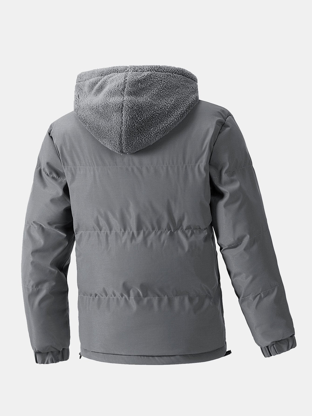 Men's Hooded Puffer Jacket with Teddy Fleece Lining – Winter Coat