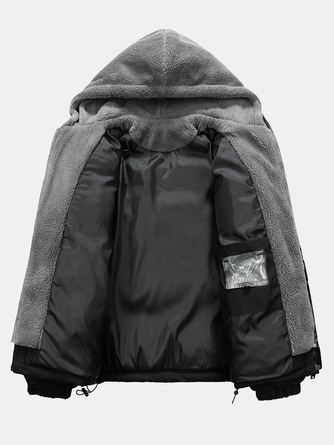 Men's Hooded Puffer Jacket with Teddy Fleece Lining – Winter Coat