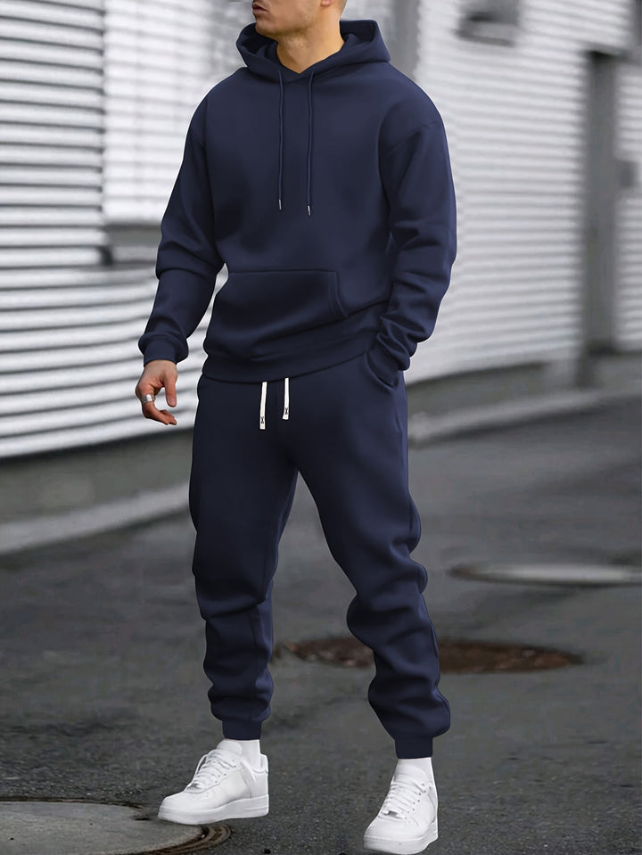 Men's Hoodie & Joggers Set - Casual Comfort - Blue
