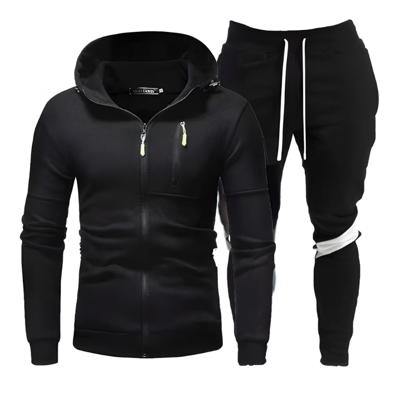 Men's Hoodie & Joggers Set - Sporty Training Suit - Black
