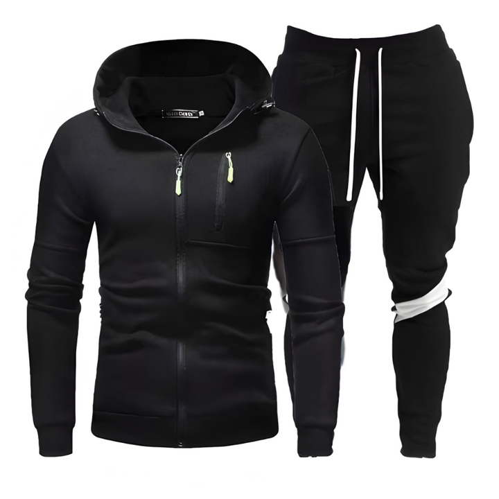 Men's Hoodie & Joggers Set - Sporty Training Suit - Black