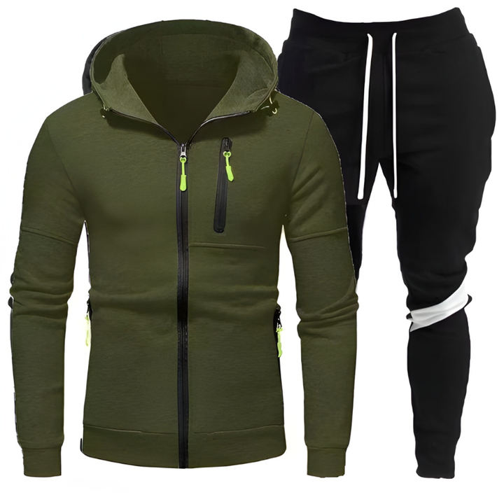 Men's Hoodie & Joggers Set - Sporty Training Suit - Green
