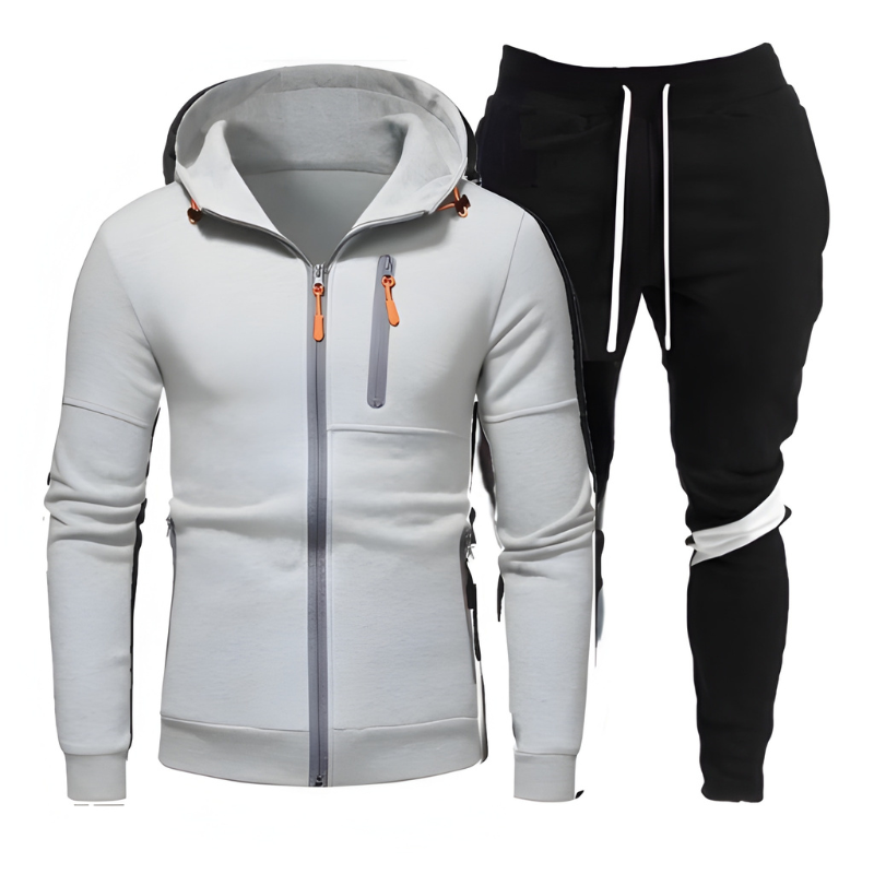Men's Hoodie & Joggers Set - Sporty Training Suit - Grey