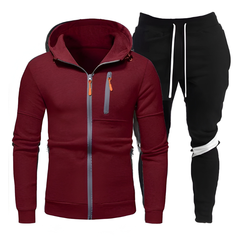 Men's Hoodie & Joggers Set - Sporty Training Suit - Red