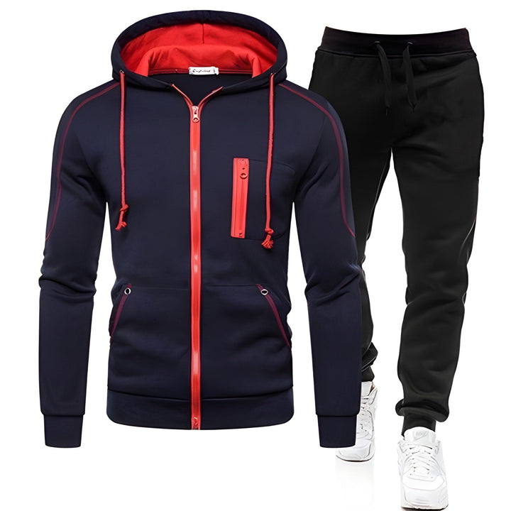 Men's Hoodie & Joggers Tracksuit - Warm Athletic Set - Blue