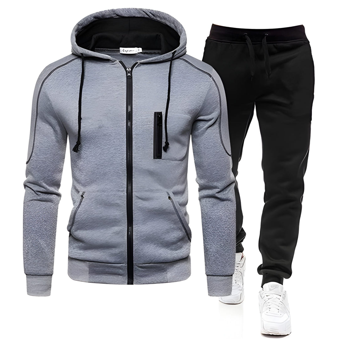Men's Hoodie & Joggers Tracksuit - Warm Athletic Set - Grey