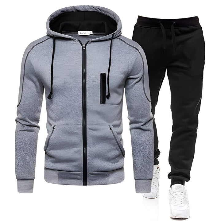 Men's Hoodie & Joggers Tracksuit - Warm Athletic Set - Grey