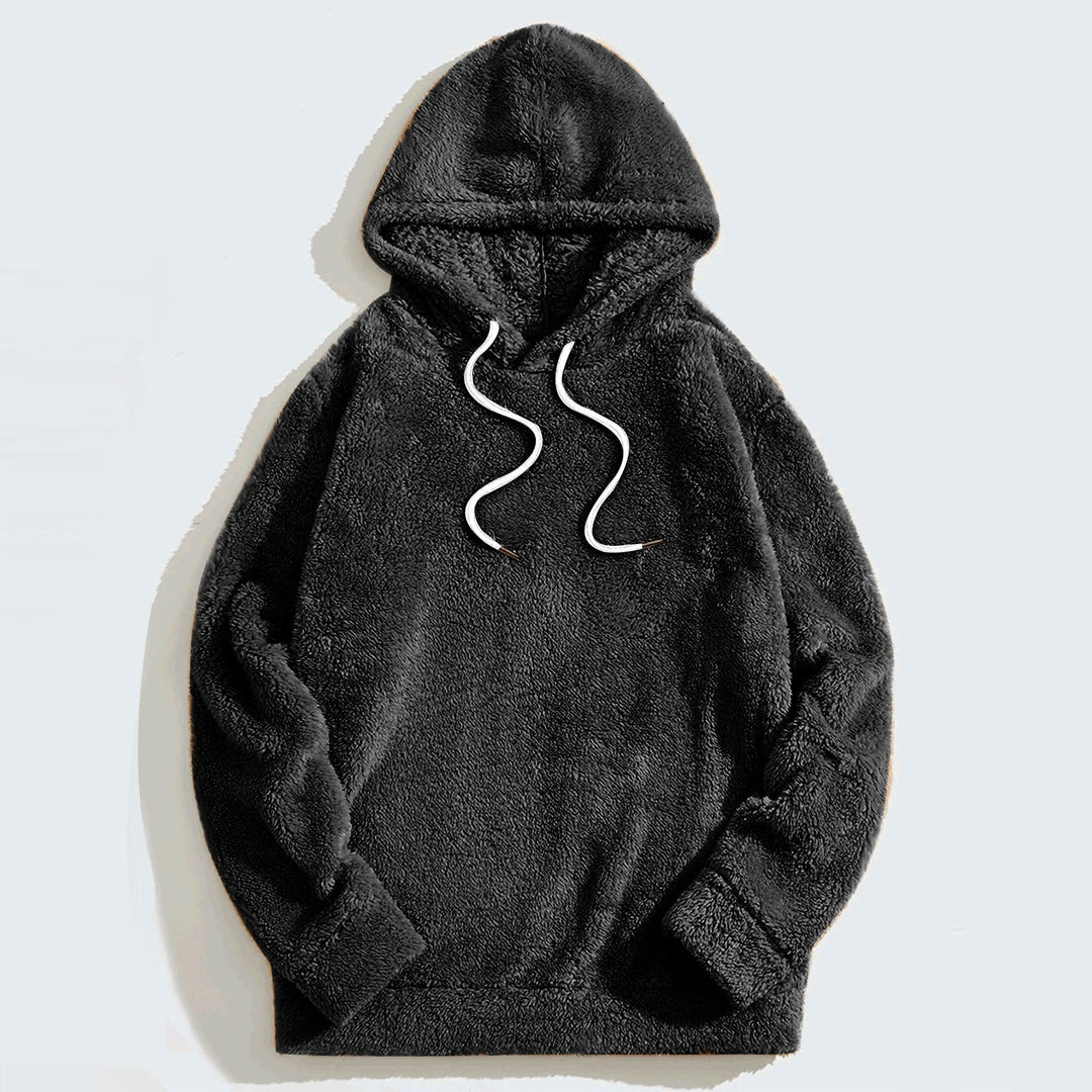 Men's Hoodie with Drawstring - Casual Comfort - Black