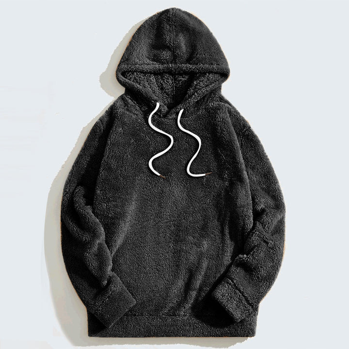 Men's Hoodie with Drawstring - Casual Comfort - Black
