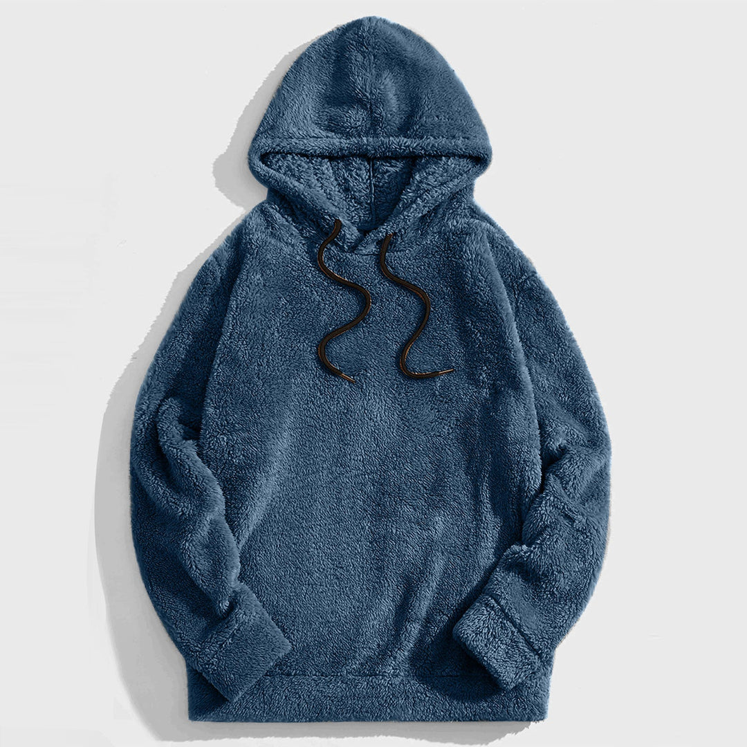Men's Hoodie with Drawstring - Casual Comfort - Blue