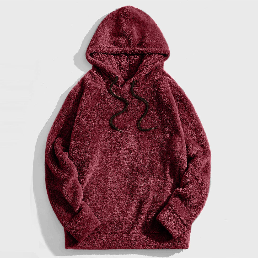 Men's Hoodie with Drawstring - Casual Comfort - Red
