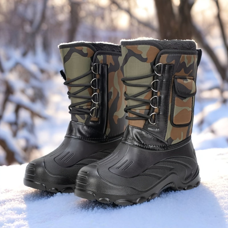 Men's Insulated Snow Boots - Waterproof Winter Hiking Shoes - Green