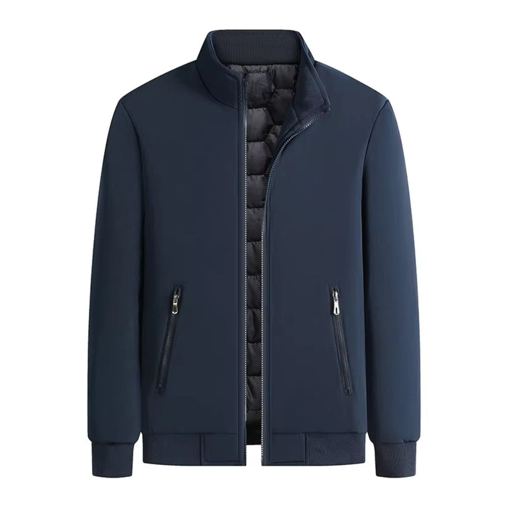 Men's Insulated Winter Jacket - Modern Warm Coat - Blue