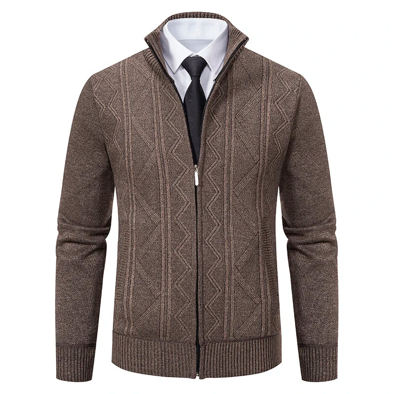Men's Knit Cardigan Vest - Warm & Versatile - Beige