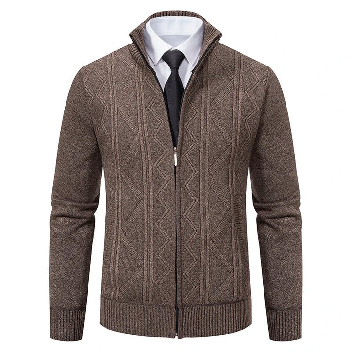 Men's Knit Cardigan Vest - Warm & Versatile - Beige