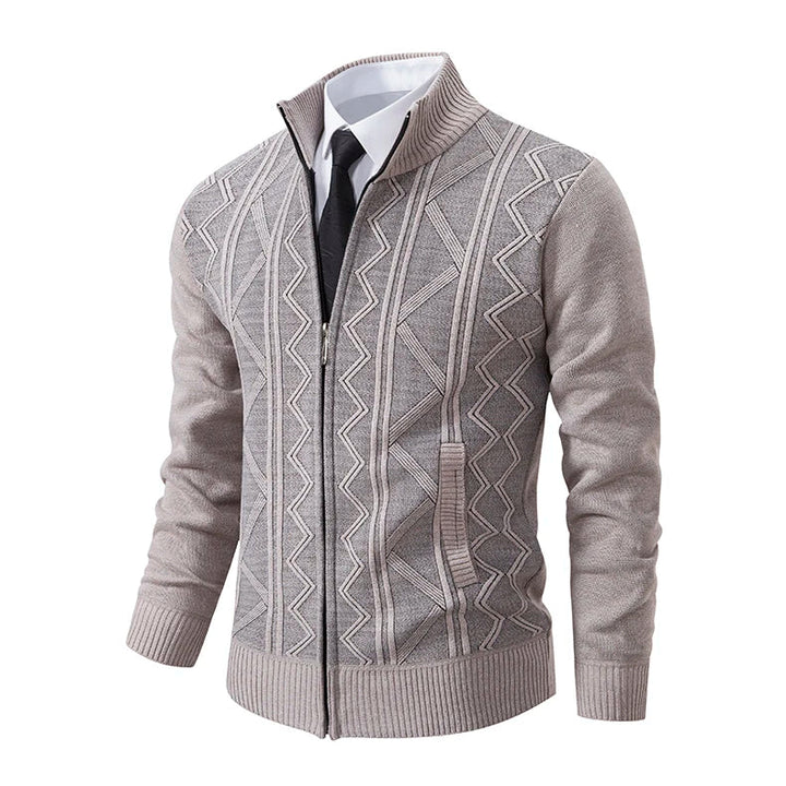 Men's Knit Cardigan Vest - Warm & Versatile - Beige