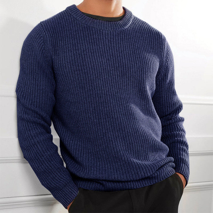 Men's Knit Crew Neck Sweater - Classic Comfort - Blue