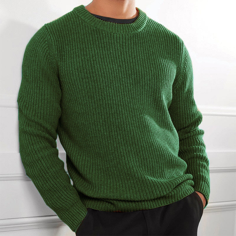 Men's Knit Crew Neck Sweater - Classic Comfort - Green