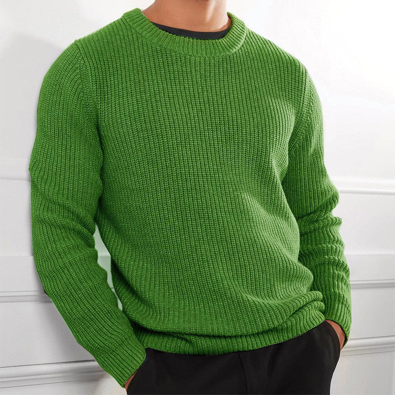 Men's Knit Crew Neck Sweater - Classic Comfort - Light Green