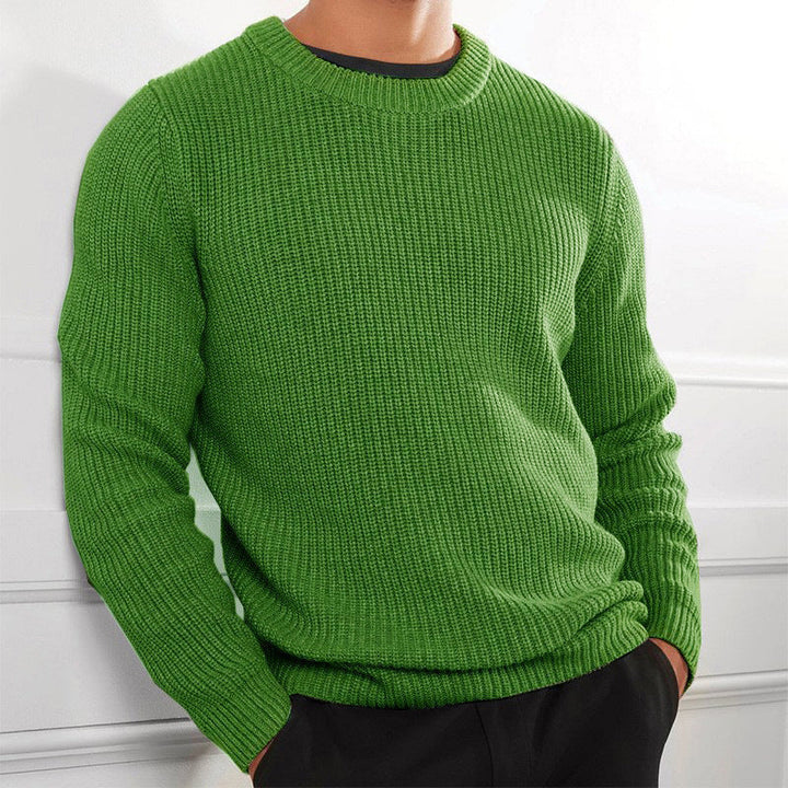 Men's Knit Crew Neck Sweater - Classic Comfort - Light Green