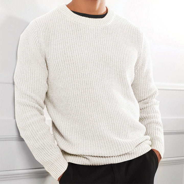 Men's Knit Crew Neck Sweater - Classic Comfort - White