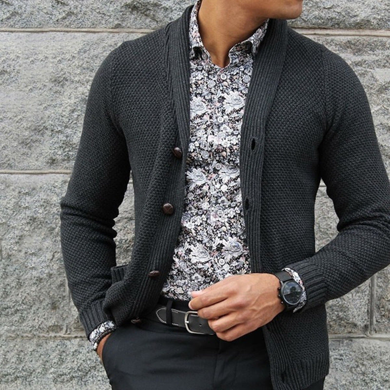 Men's Knit Vest with Button Closure - Slim Fit - Grey