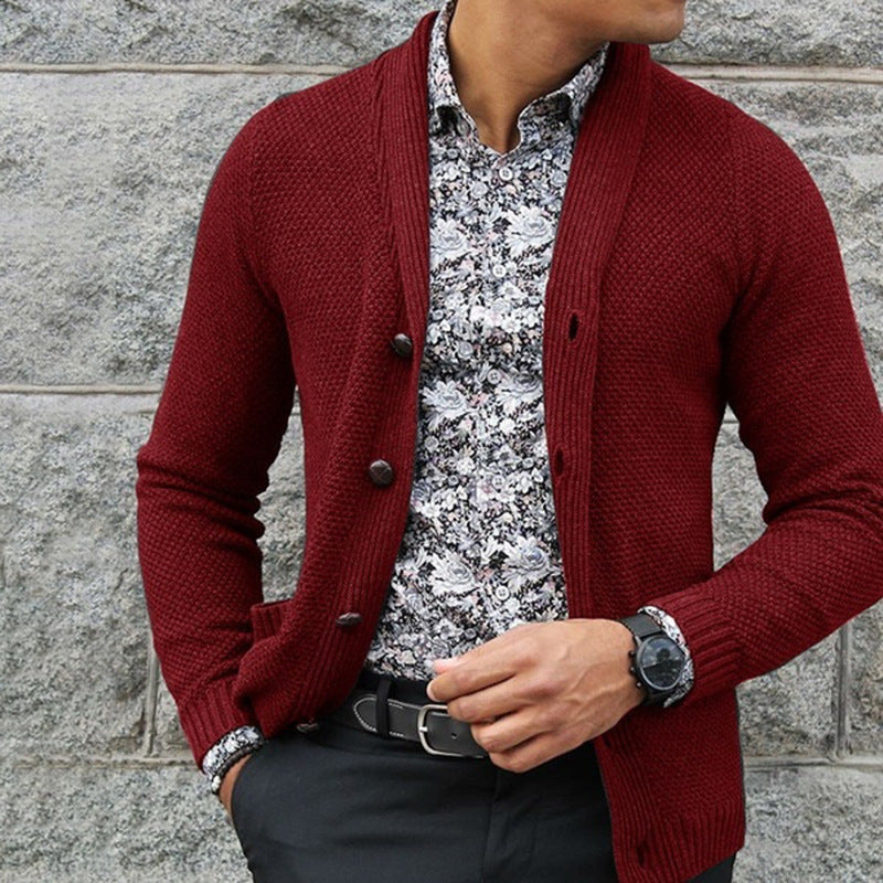 Men's Knit Vest with Button Closure - Slim Fit - Red