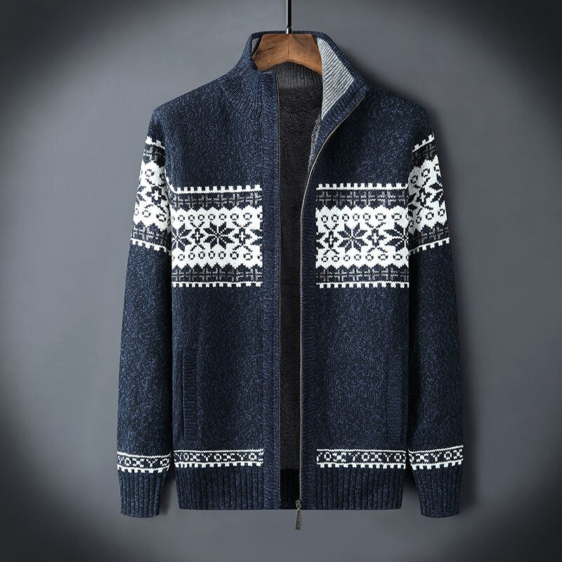 Men's Knit Zip Vest - Classic Warm Layer - Blue
