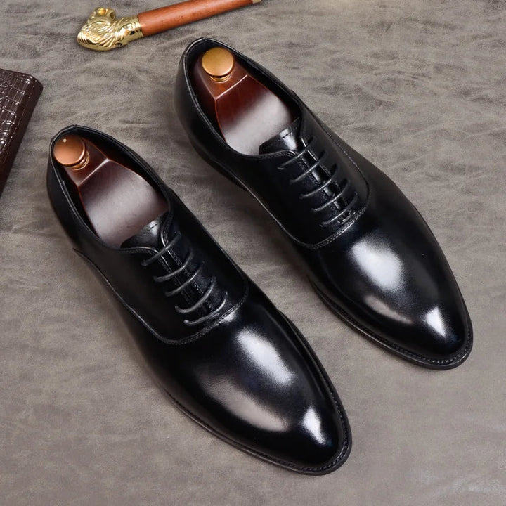 Men's Lace-Up Oxford Shoes - Classic Formal Style - Black