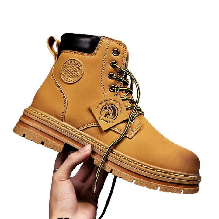 Men's Lace-Up Winter Boots - Waterproof Lug Sole - Brown