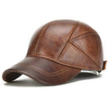 Men's Leather Cap with Ear Flaps - Adjustable Strap