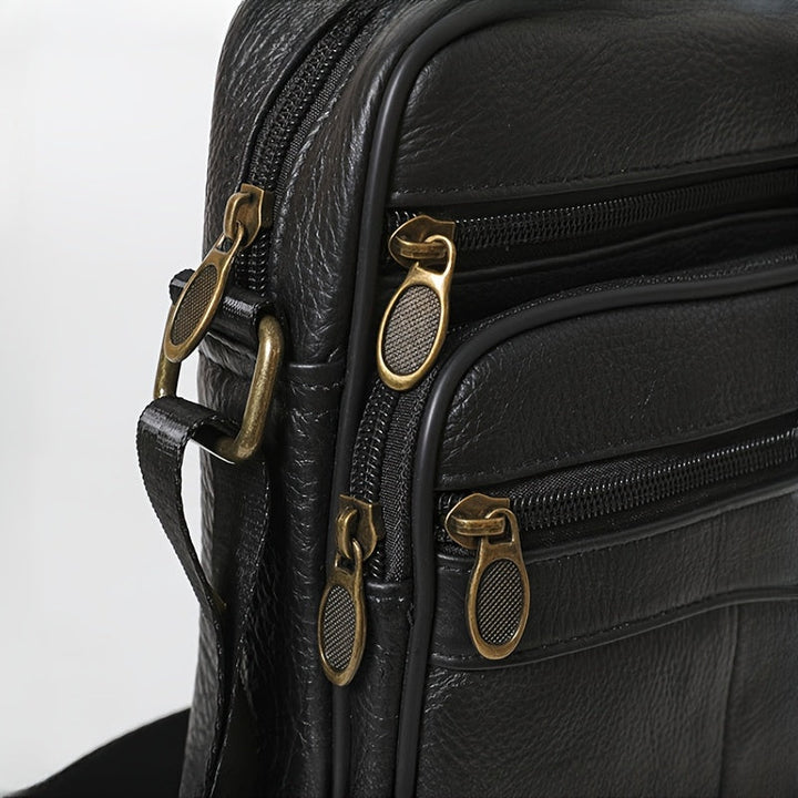 Men's Leather Crossbody Bag - Professional Shoulder Strap