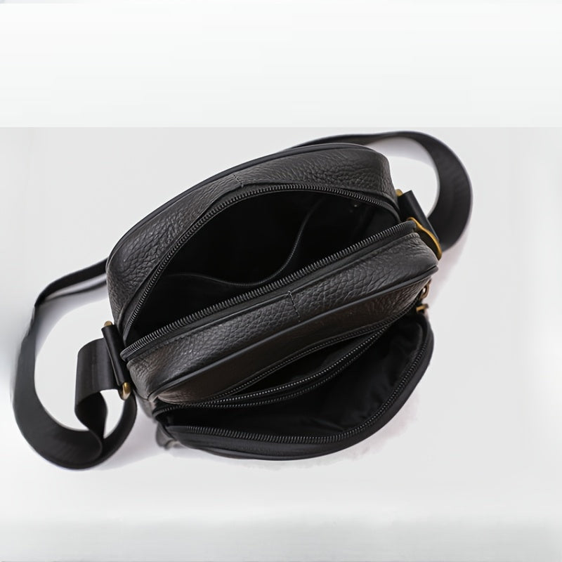 Men's Leather Crossbody Bag - Professional Shoulder Strap