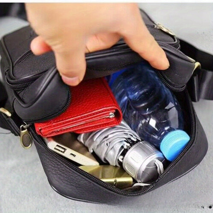 Men's Leather Crossbody Bag - Professional Shoulder Strap