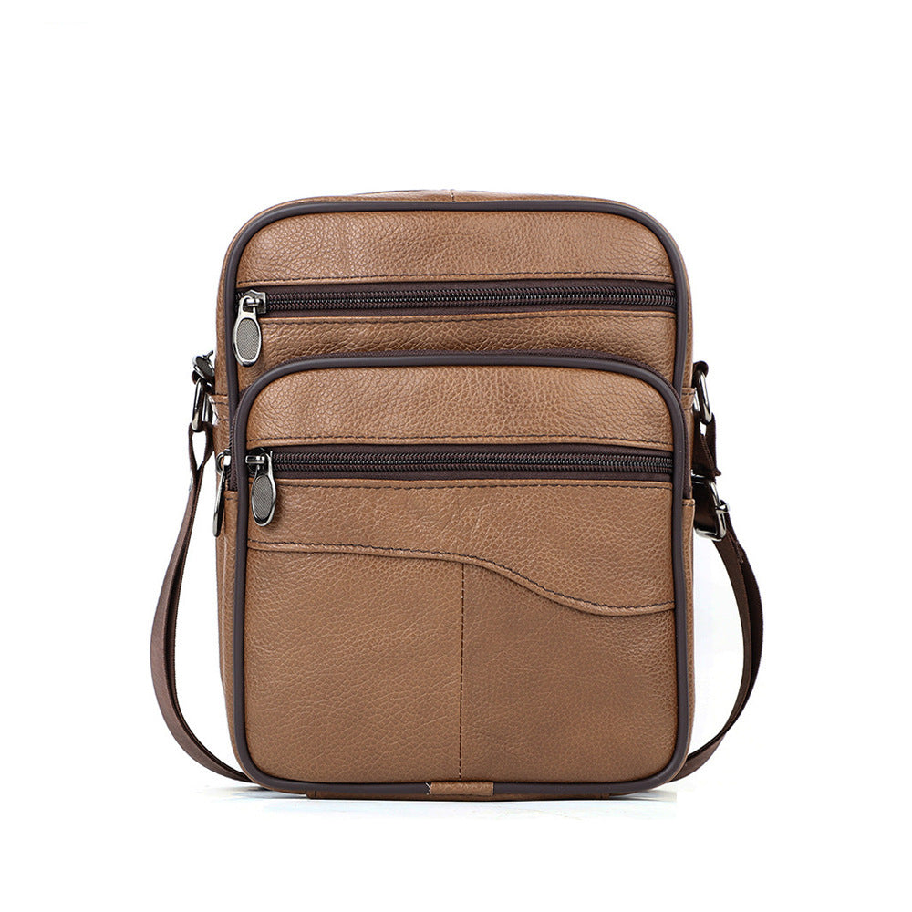 Men's Leather Crossbody Bag - Professional Shoulder Strap - Tan