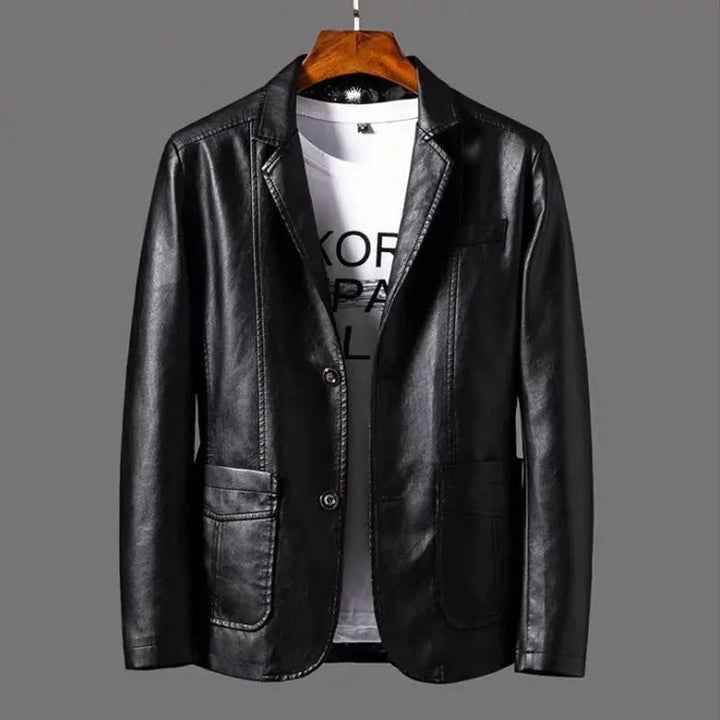 Men's Leather Jacket - Classic Timeless Style - Black