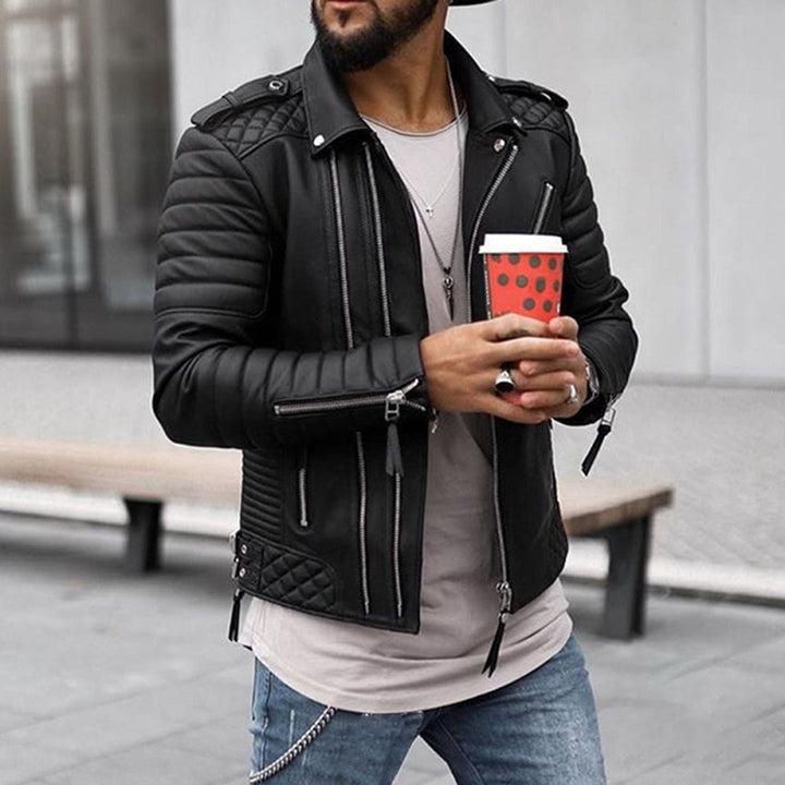 Men's Leather Jacket - Classic Timeless Style - Black