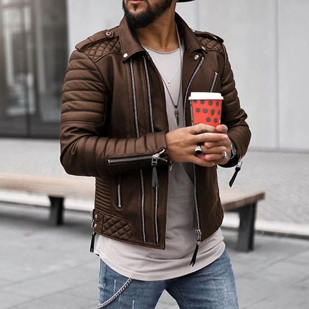 Men's Leather Jacket - Classic Timeless Style - Brown
