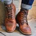 Men's Leather Lace-Up Boots - Classic Brown