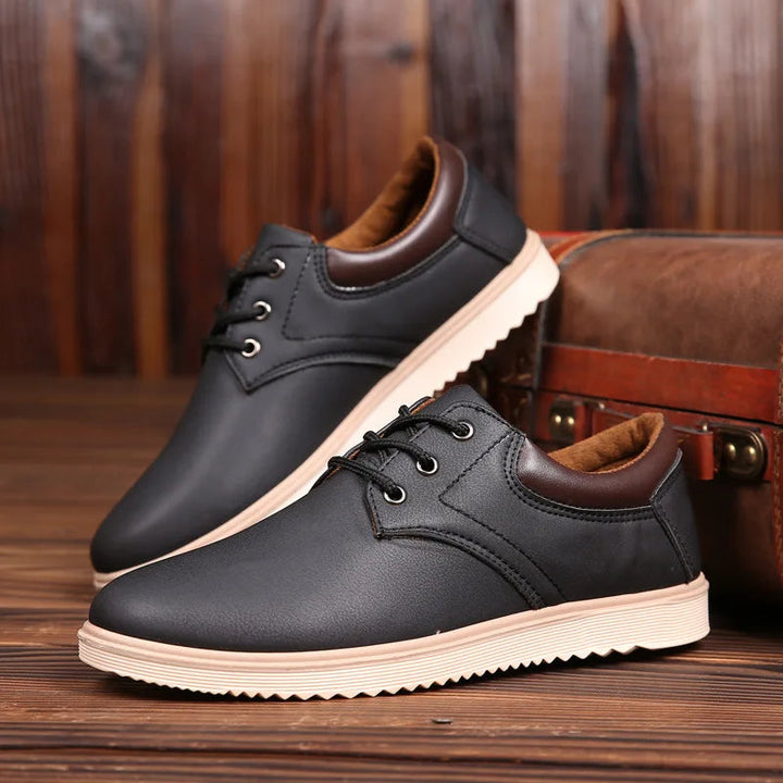 Men's Leather Oxford Shoes - Classic Formal Style - Black