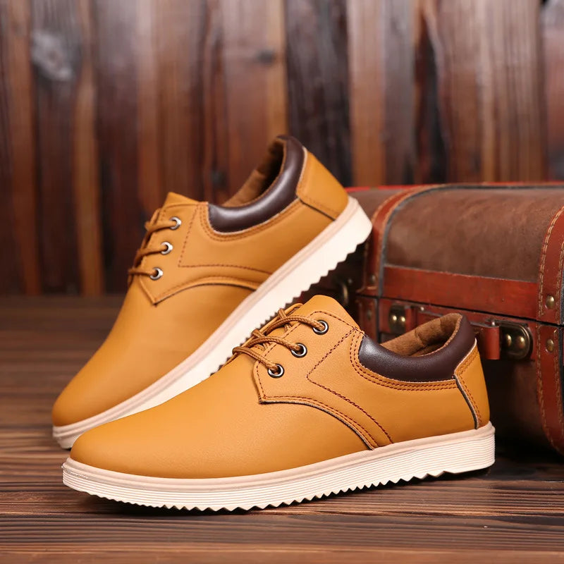 Men's Leather Oxford Shoes - Classic Formal Style - Yellow
