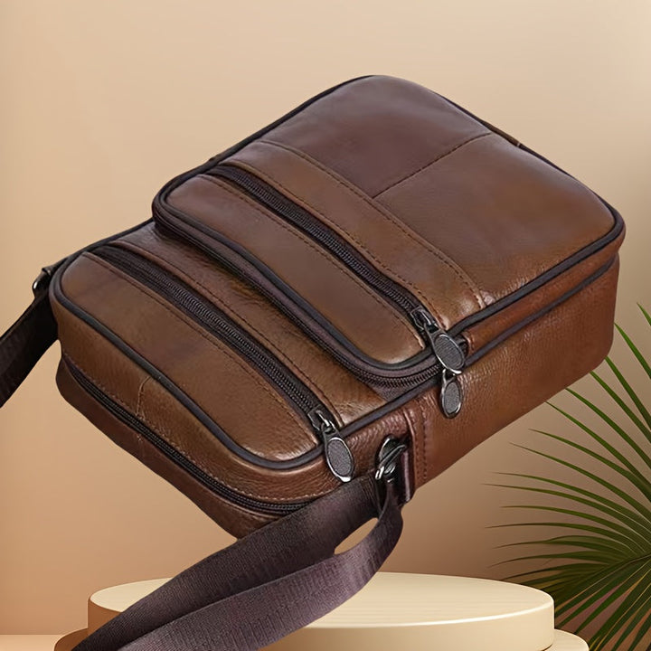 Men's Leather Shoulder Bag - Structured Crossbody
