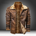 Men's Leather Winter Jacket - Classic Slim Fit