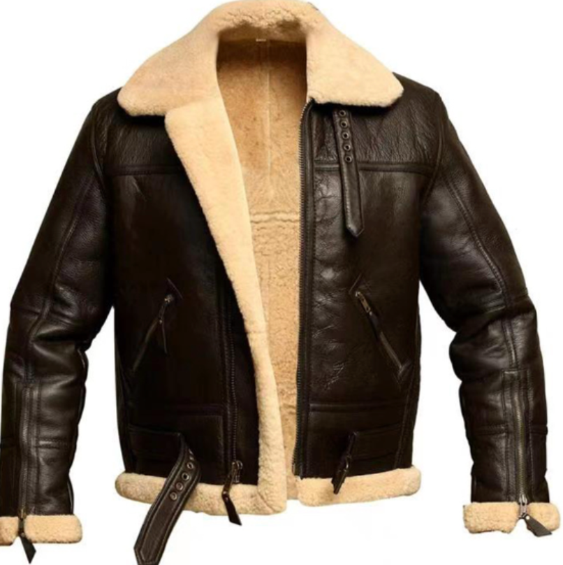 Men's Leather Winter Jacket - Classic Warmth & Timeless Style - Brown